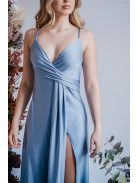 Elenor -  maxi šaty s výstrihom do V a tenkými ramienkami, vo farbe riva