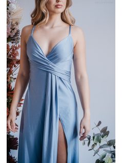   Elenor -  maxi šaty s výstrihom do V a tenkými ramienkami, vo farbe riva