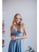 Elenor -  maxi šaty s výstrihom do V a tenkými ramienkami, vo farbe riva