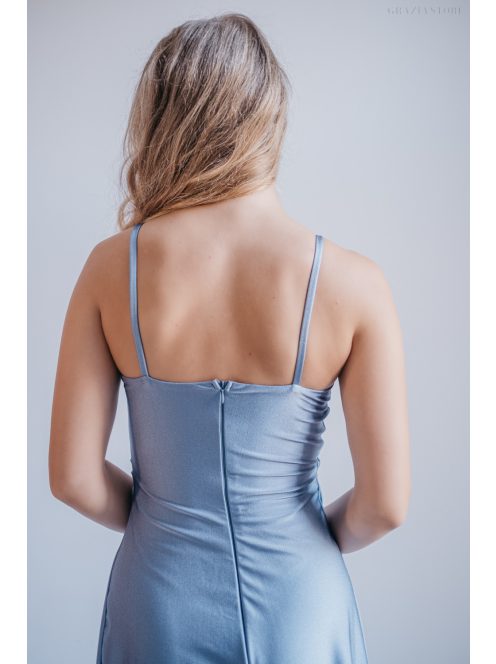 Elenor -  maxi šaty s výstrihom do V a tenkými ramienkami, vo farbe riva