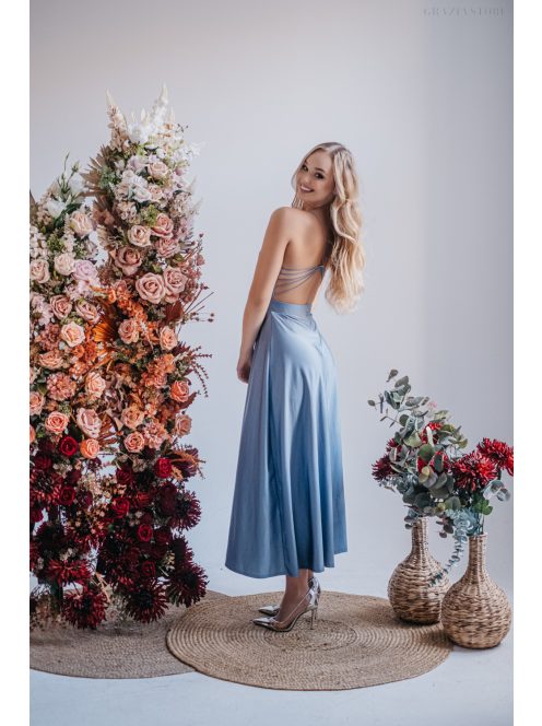 Gitta - maxi šaty  so špeciálnym riešením chrbta, vo farbe riva