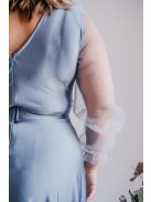 Polli - maxi šaty s preloženým, rebrovanými dekoltom  a tylovými rukávmi, vo farbe riva