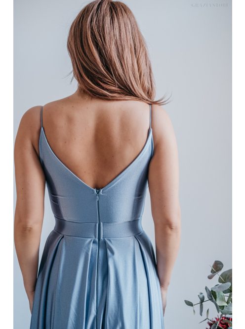 Zenina - maxi šaty s výstrihom do V a špagetovými ramienkami, vo farbe riva