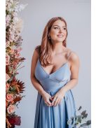 Zenina - maxi šaty s výstrihom do V a špagetovými ramienkami, vo farbe riva