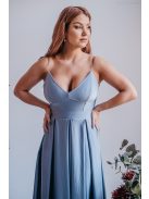 Zenina - maxi šaty s výstrihom do V a špagetovými ramienkami, vo farbe riva