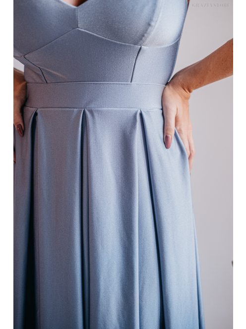 Zenina - maxi šaty s výstrihom do V a špagetovými ramienkami, vo farbe riva