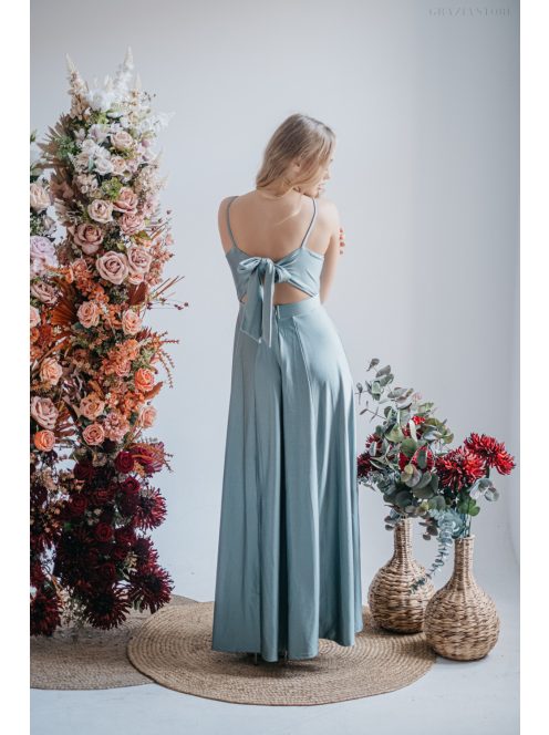 Dália – maxi šaty so zaväzovaním na chrbte, vo foresty zelenej farbe