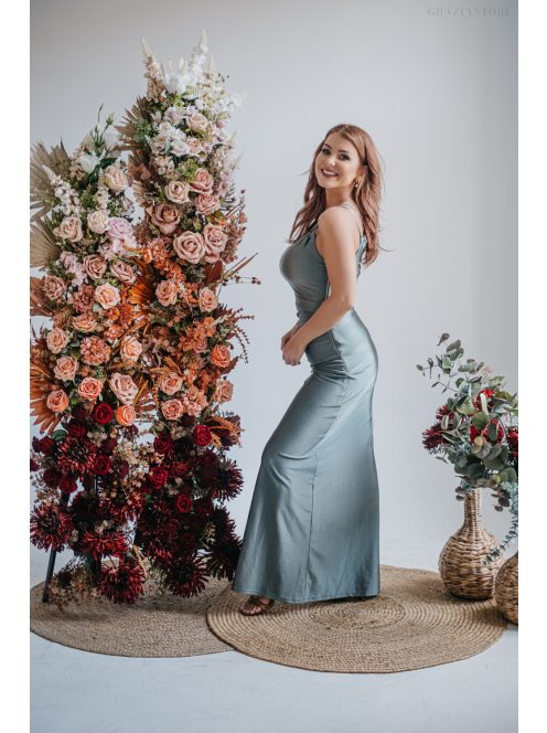 Helén - army zelené maxi šaty s asymetrickým topom