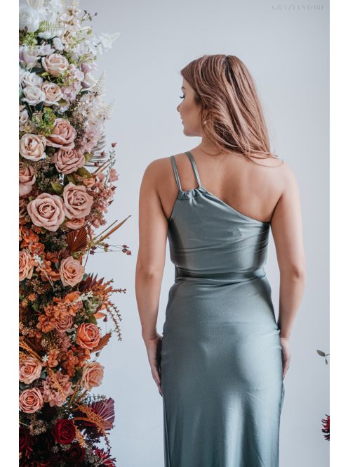 Helén - army zelené maxi šaty s asymetrickým topom