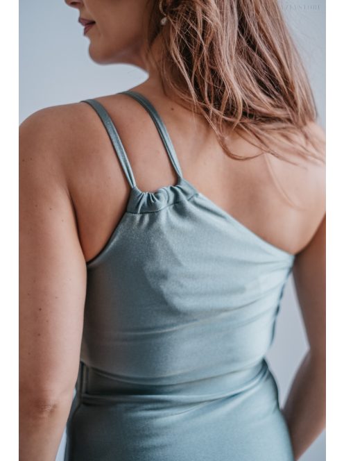 Helén - army zelené maxi šaty s asymetrickým topom