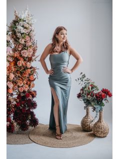 Helén - army zelené maxi šaty s asymetrickým topom