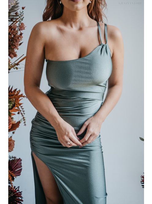 Helén - army zelené maxi šaty s asymetrickým topom