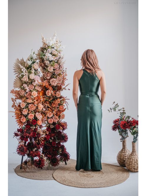 Eliza - špeciálne maxi šaty s úzkou sukňou, vo farbe goblin