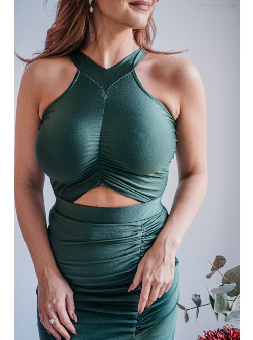 Eliza - špeciálne maxi šaty s úzkou sukňou, vo farbe goblin