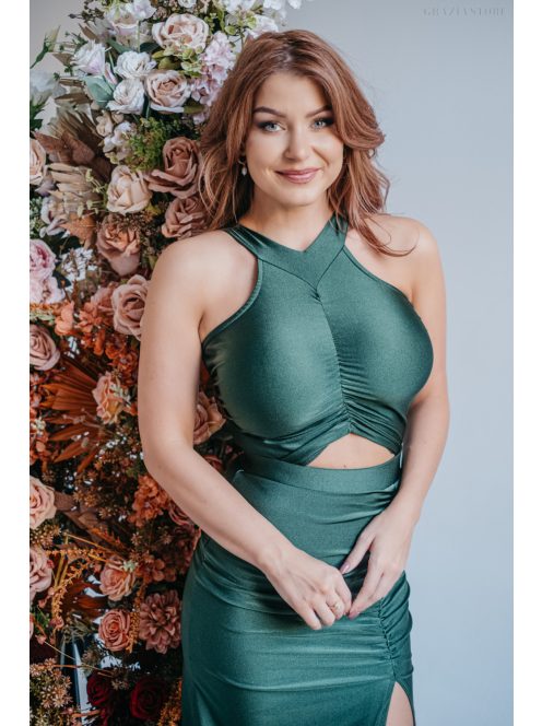 Eliza - špeciálne maxi šaty s úzkou sukňou, vo farbe goblin