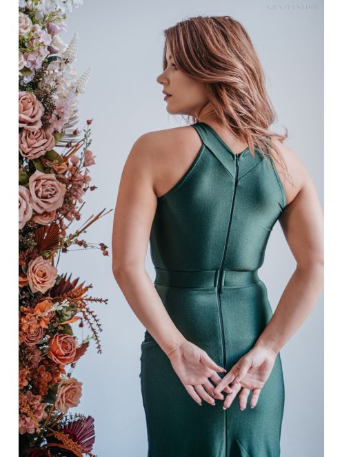 Eliza - špeciálne maxi šaty s úzkou sukňou, vo farbe goblin