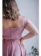 Inez - maxi šaty s nariaseným topom a romantickými rukávmi, vo farbe shiva