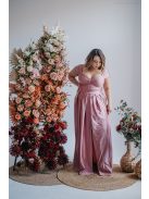 Inez - maxi šaty s nariaseným topom a romantickými rukávmi, vo farbe shiva