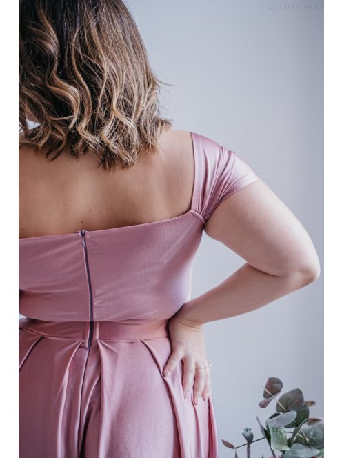 Inez - maxi šaty s nariaseným topom a romantickými rukávmi, vo farbe shiva