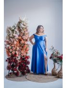 Audrey - maxi šaty s výstrihom v tvare srdca a áčkovou sukňou, vo farbe teneriffe