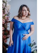 Audrey - maxi šaty s výstrihom v tvare srdca a áčkovou sukňou, vo farbe teneriffe