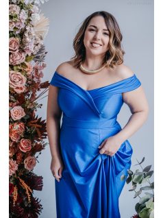   Audrey - maxi šaty s výstrihom v tvare srdca a áčkovou sukňou, vo farbe teneriffe