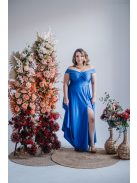 Audrey - maxi šaty s výstrihom v tvare srdca a áčkovou sukňou, vo farbe teneriffe