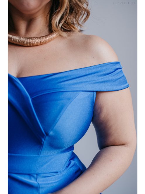 Audrey - maxi šaty s výstrihom v tvare srdca a áčkovou sukňou, vo farbe teneriffe