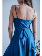 Antónia - zavinovacie šaty s tenkými ramienkami a asymetrickou sukňou, vo farbe isola