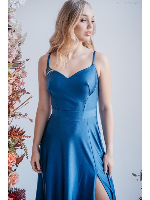 Sophie - maxi šaty s tenkými ramienkami a výstrihom v tvare srdca,  vo farbe isola