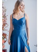 Sophie - maxi šaty s tenkými ramienkami a výstrihom v tvare srdca,  vo farbe isola