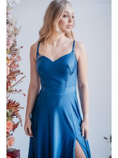   Sophie - maxi šaty s tenkými ramienkami a výstrihom v tvare srdca,  vo farbe isola