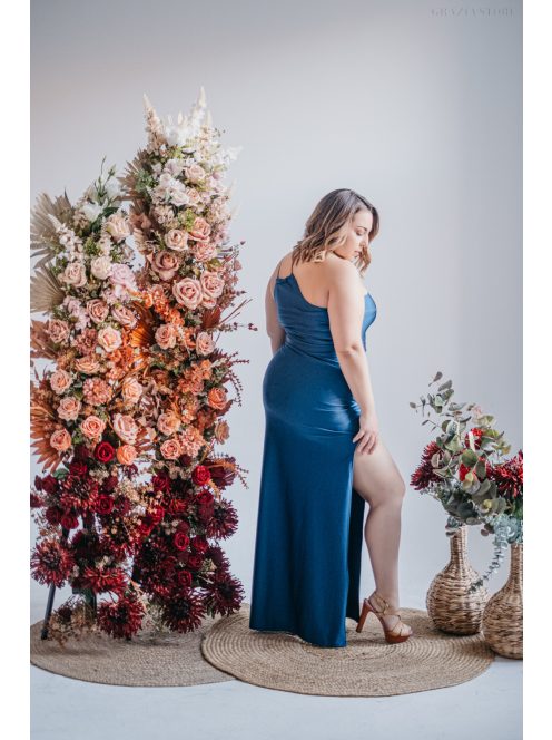 Helén - maxi šaty s asymetrickým topom, vo farbe isola 