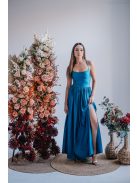 Madleine - maxi šaty s ramienkami na chrbte, vo farbe fondale modrá