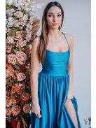 Madleine - maxi šaty s ramienkami na chrbte, vo farbe fondale modrá