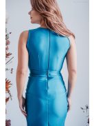 Zóra - maxi šaty s preloženou látkou na dekolte a úzkou sukňou,  v modrej fondale farbe