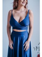 Yvonne - maxi šaty s prekríženým topom , v blue scuro farbe