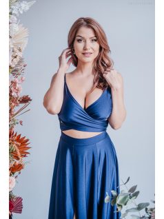   Yvonne - maxi šaty s prekríženým topom , v blue scuro farbe