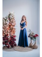 Yvonne - maxi šaty s prekríženým topom , v blue scuro farbe