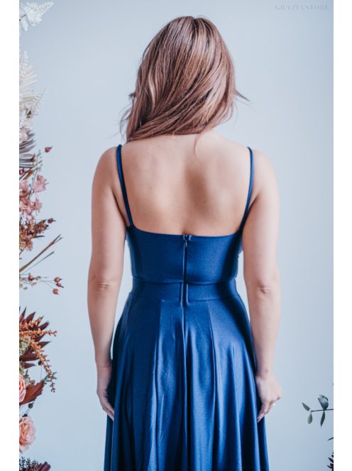 Yvonne - maxi šaty s prekríženým topom , v blue scuro farbe