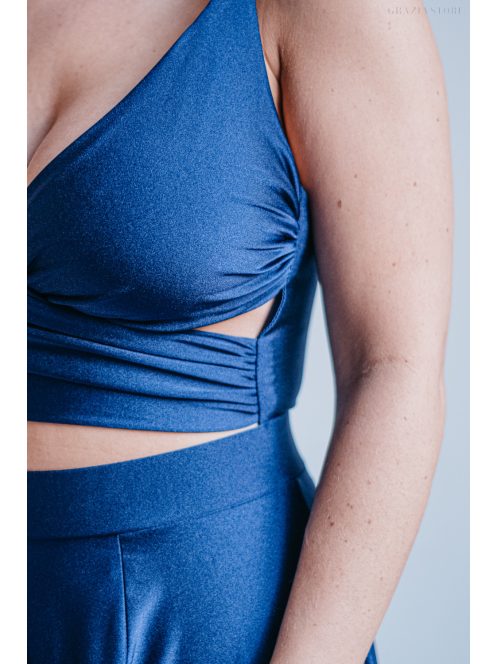 Yvonne - maxi šaty s prekríženým topom , v blue scuro farbe