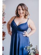 Abigél - maxi šaty s preloženým dekoltom, vo farbe modrá scuro