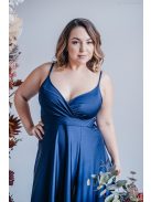 Abigél - maxi šaty s preloženým dekoltom, vo farbe modrá scuro