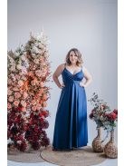 Abigél - maxi šaty s preloženým dekoltom, vo farbe modrá scuro