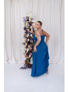 Abigél - mušelínové maxi šaty s preloženým dekoltom, v petrolejovej modrej farbe