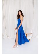 Dália - mušelínové maxi šaty so zaväzovaním na chrbte, v kráľovskej modrej farbe