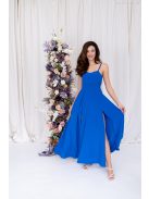 Dália - mušelínové maxi šaty so zaväzovaním na chrbte, v kráľovskej modrej farbe