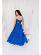 Dália - mušelínové maxi šaty so zaväzovaním na chrbte, v kráľovskej modrej farbe