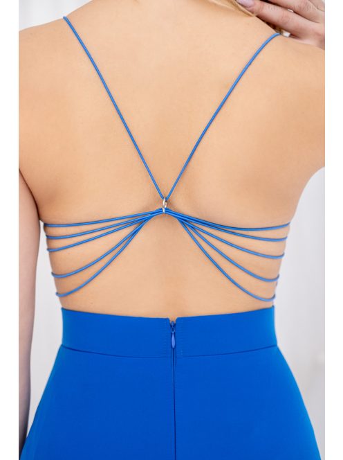 Gitta -  mušelínové maxi šaty so špeciálnym riešením chrbta, v kráľovskej modrej farbe