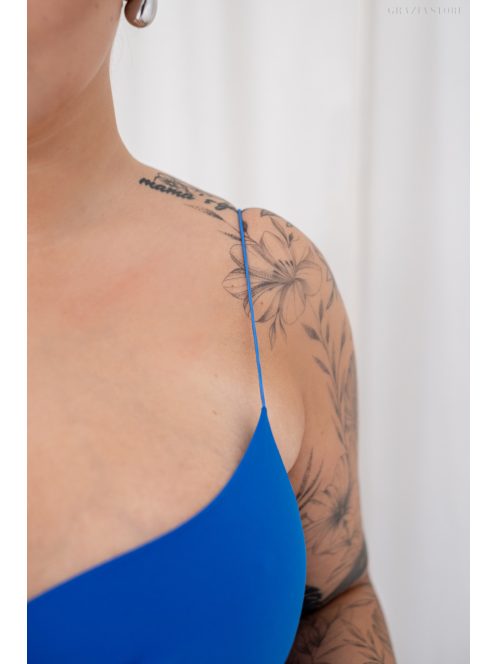 Abigél - mušelínové maxi šaty s preloženým dekoltom, v kráľovskej modrej farbe